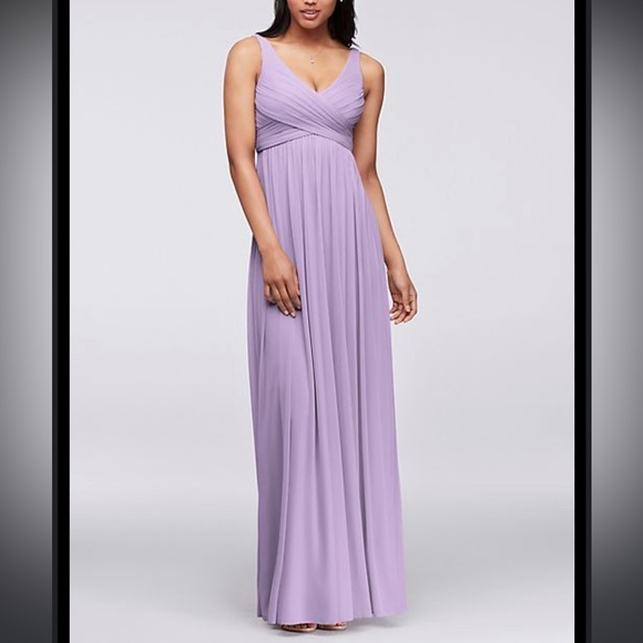 David’s Bridal Like New Lilac Mesh Cowl Back Cross front  Bridesmaid Dress size2 - Picture 1 of 6